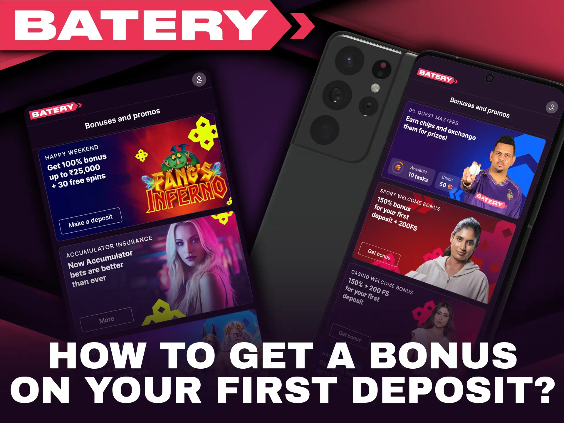 Get a bonus on your first deposit in the Batery app.