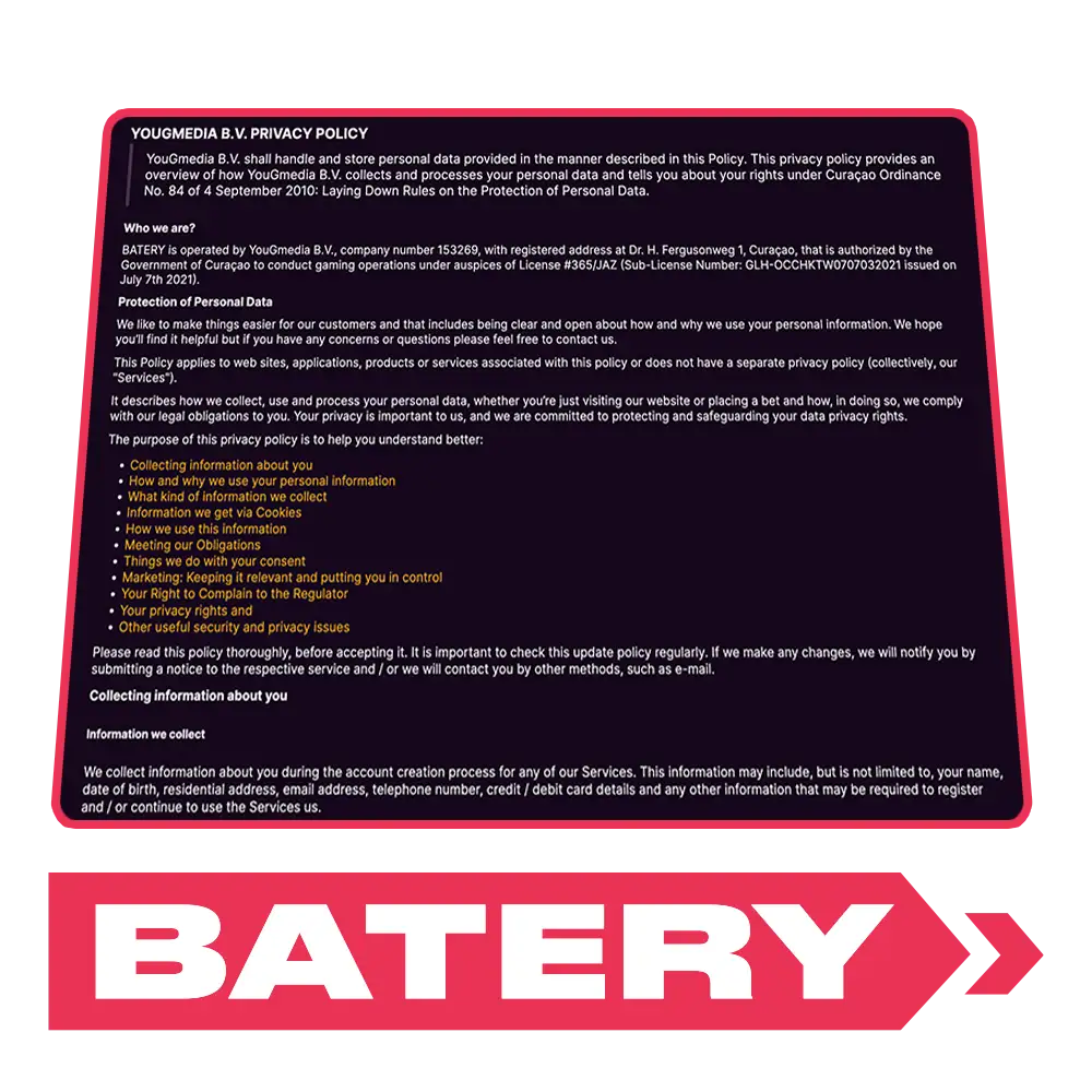 Review the Batery privacy policy and data protection terms.