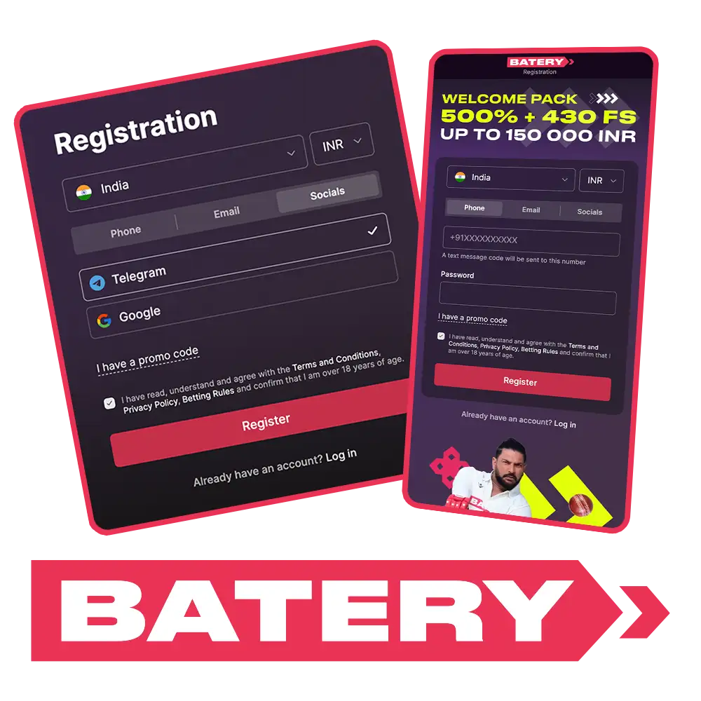 Complete your registration on Batery and start winning.