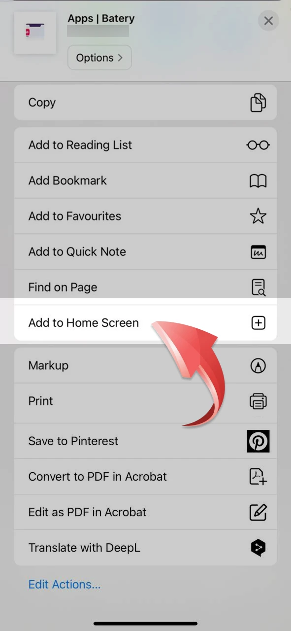 Select Add to Home screen to install the PWA.