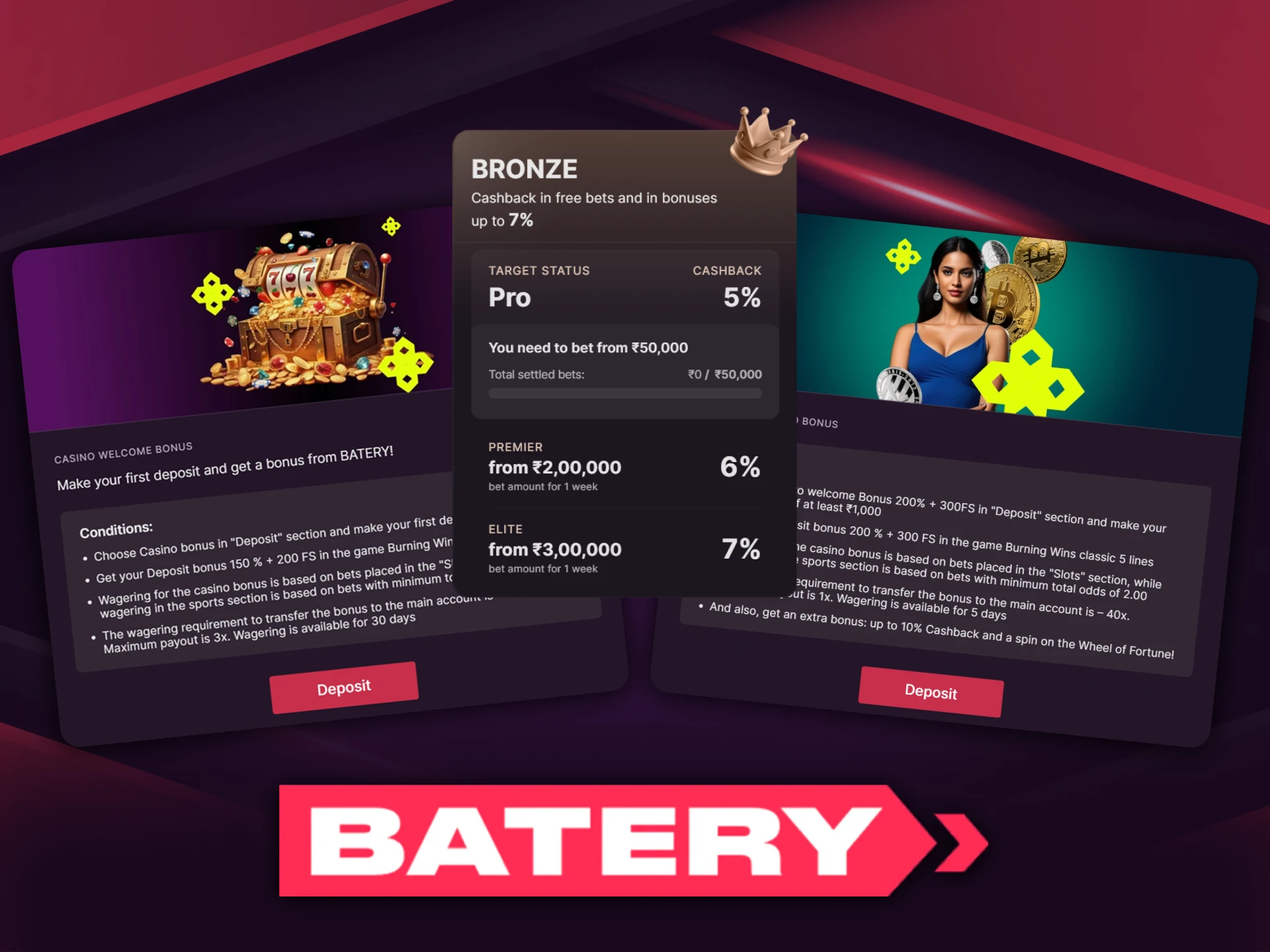 Batery provides users with many pleasant bonuses.