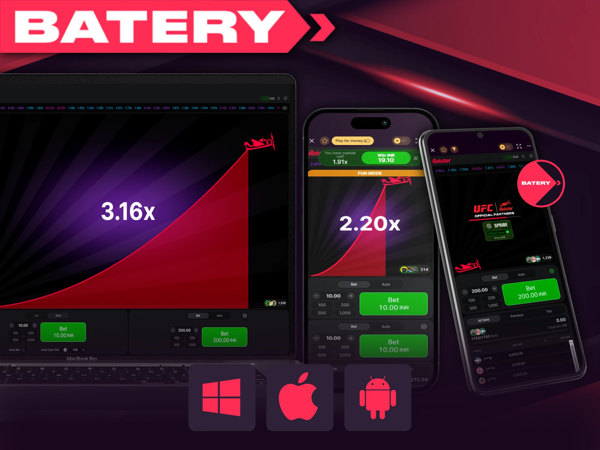Players can try the Batery Aviator app on any device they prefer.