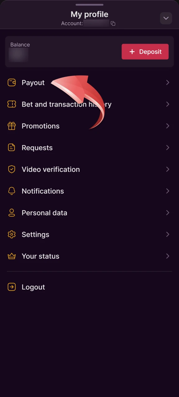 Select one of the available withdrawal methods.