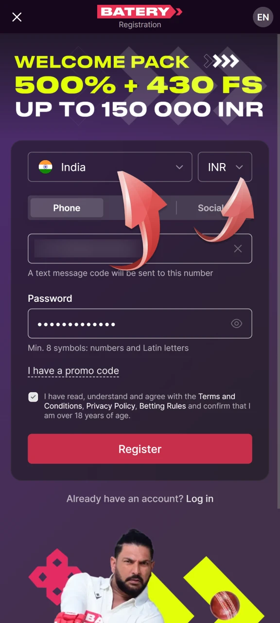 Select your country and currency.