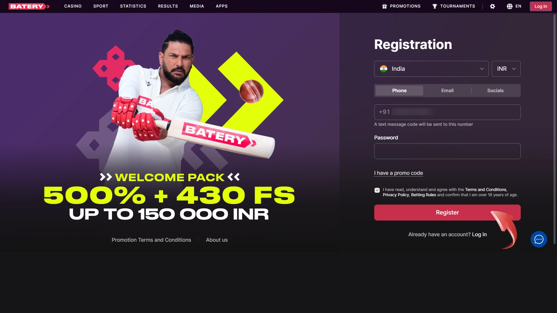 Start your Batery IPL betting journey by visiting the official website.